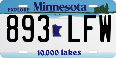 MN license plate 893LFW
