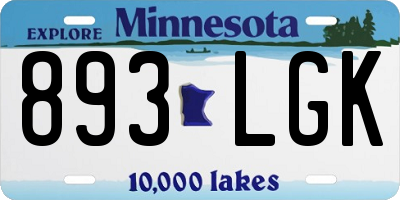 MN license plate 893LGK