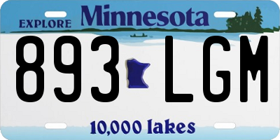 MN license plate 893LGM