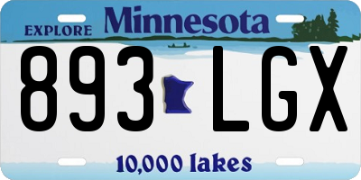MN license plate 893LGX