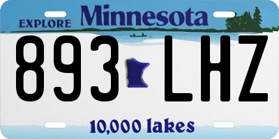 MN license plate 893LHZ