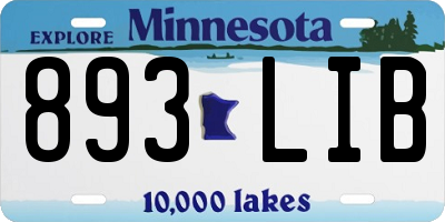 MN license plate 893LIB