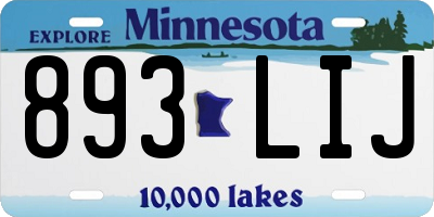 MN license plate 893LIJ