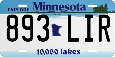 MN license plate 893LIR