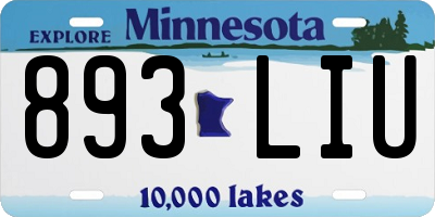 MN license plate 893LIU