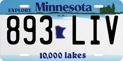 MN license plate 893LIV
