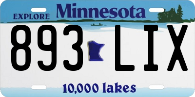 MN license plate 893LIX