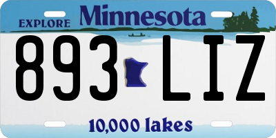 MN license plate 893LIZ