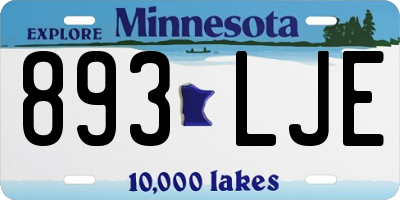 MN license plate 893LJE