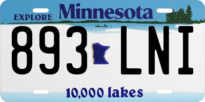 MN license plate 893LNI