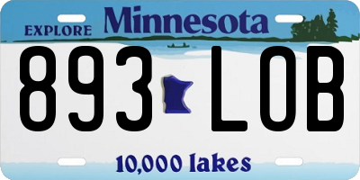 MN license plate 893LOB