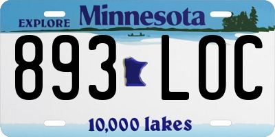 MN license plate 893LOC