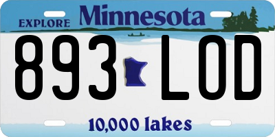 MN license plate 893LOD