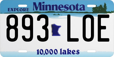 MN license plate 893LOE