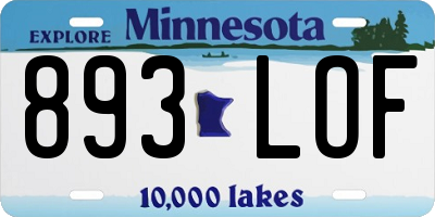 MN license plate 893LOF