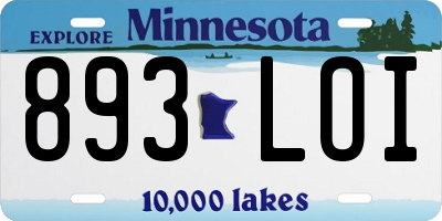 MN license plate 893LOI
