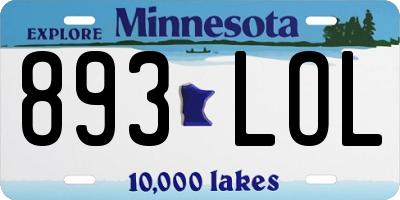 MN license plate 893LOL