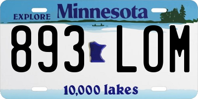 MN license plate 893LOM