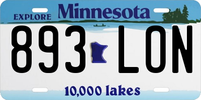 MN license plate 893LON