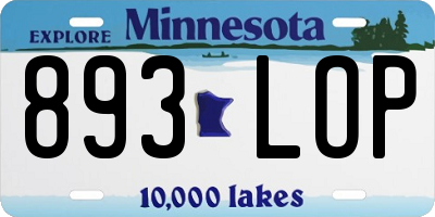 MN license plate 893LOP