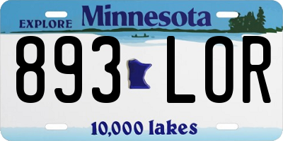 MN license plate 893LOR