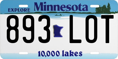 MN license plate 893LOT