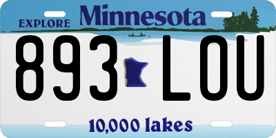 MN license plate 893LOU
