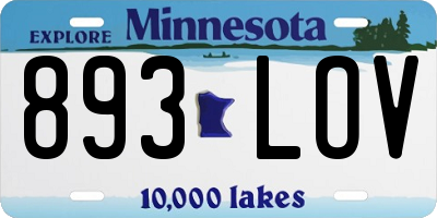 MN license plate 893LOV
