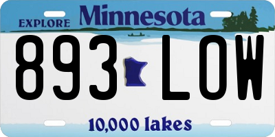 MN license plate 893LOW