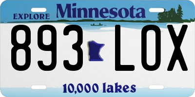 MN license plate 893LOX