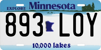 MN license plate 893LOY