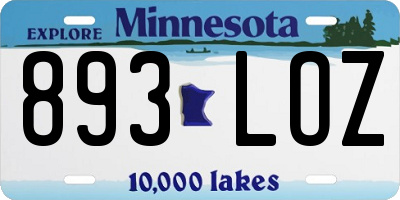 MN license plate 893LOZ