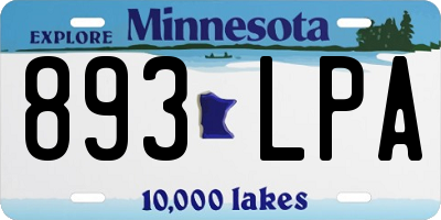 MN license plate 893LPA
