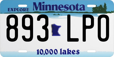 MN license plate 893LPO