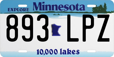 MN license plate 893LPZ