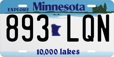 MN license plate 893LQN
