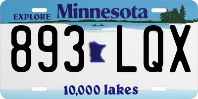 MN license plate 893LQX