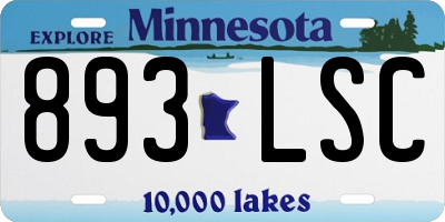 MN license plate 893LSC