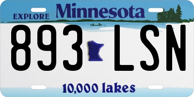 MN license plate 893LSN