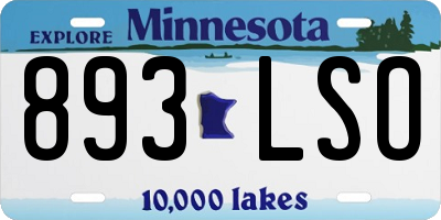 MN license plate 893LSO