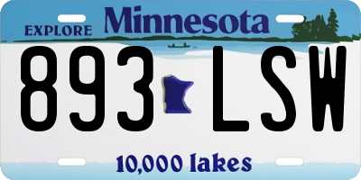 MN license plate 893LSW