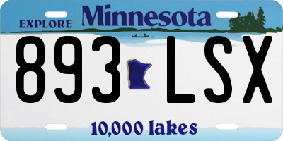 MN license plate 893LSX