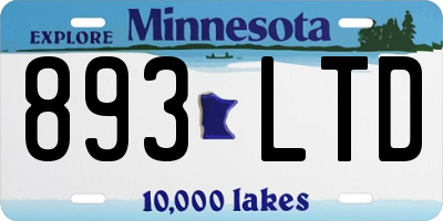MN license plate 893LTD