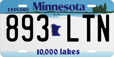MN license plate 893LTN