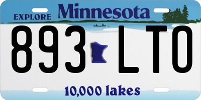 MN license plate 893LTO