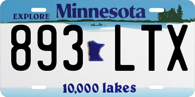 MN license plate 893LTX