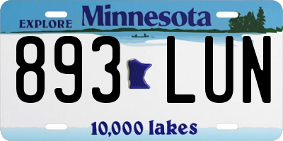 MN license plate 893LUN