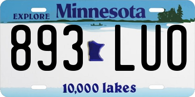 MN license plate 893LUO