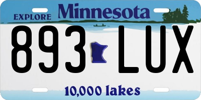 MN license plate 893LUX