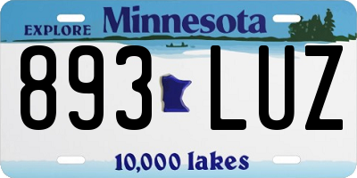 MN license plate 893LUZ